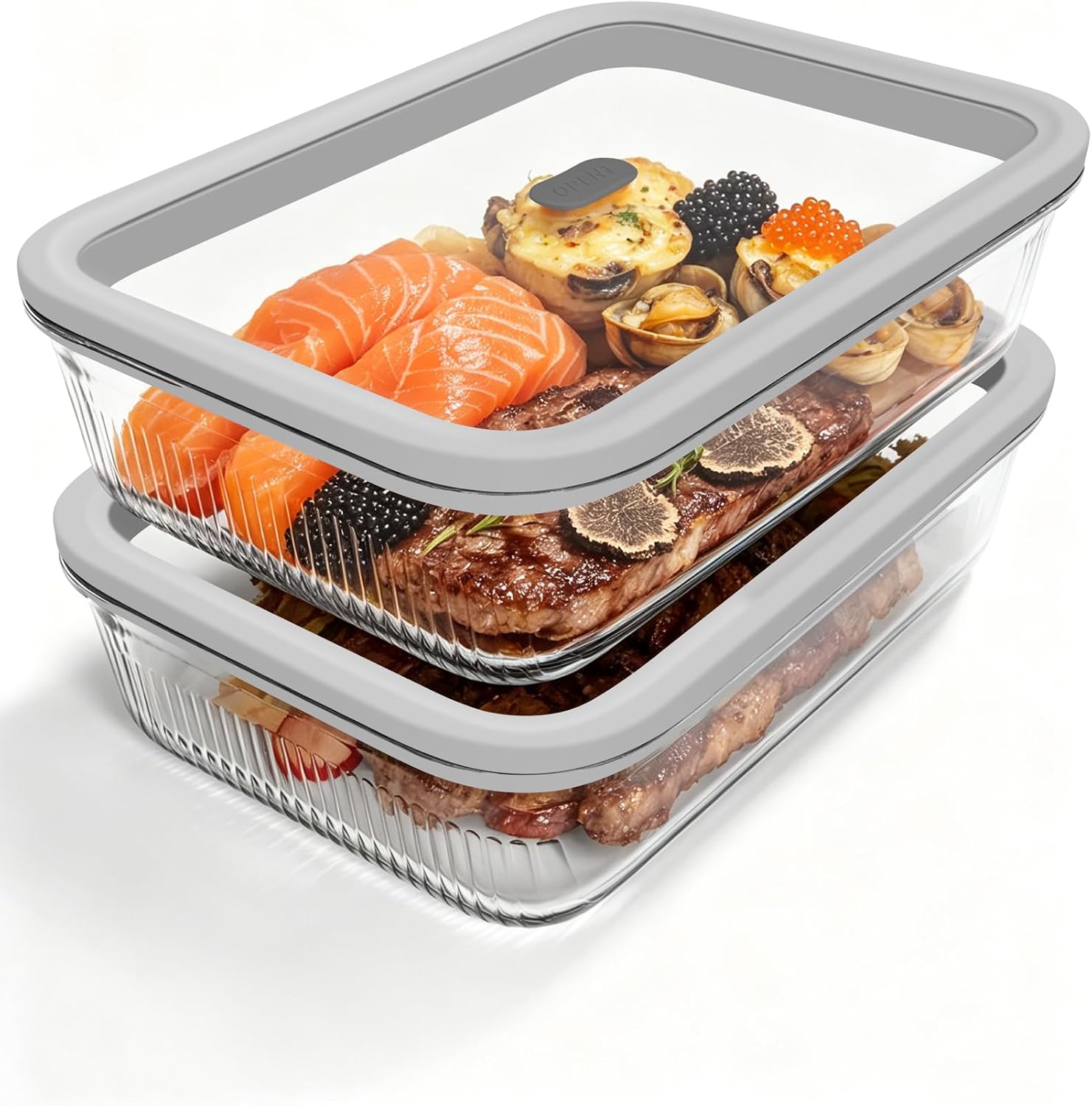 Meal Prep Glass - 2 Pack Glass Food Storage Containers