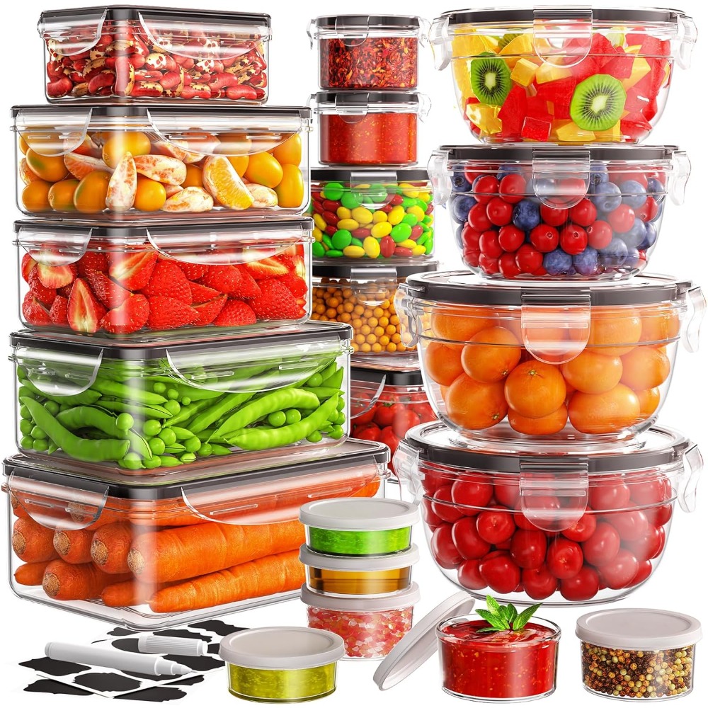 Meal Prep Ideas - 40-Piece Food Storage Containers, Leakproof, Reusable,