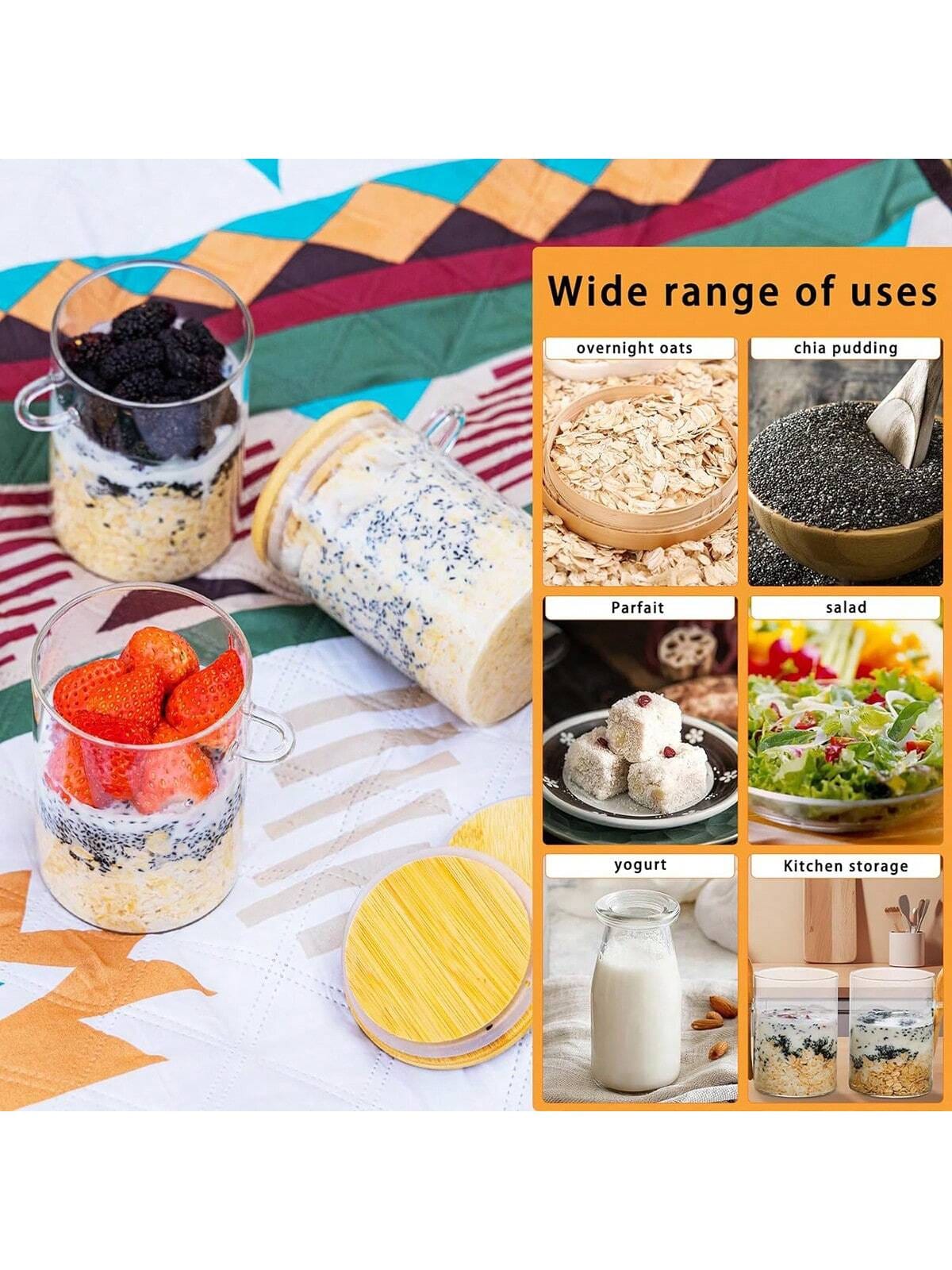 4 Pack Overnight Oats Jars Mod - Meal Prep Yogurt Cups 评论和价格