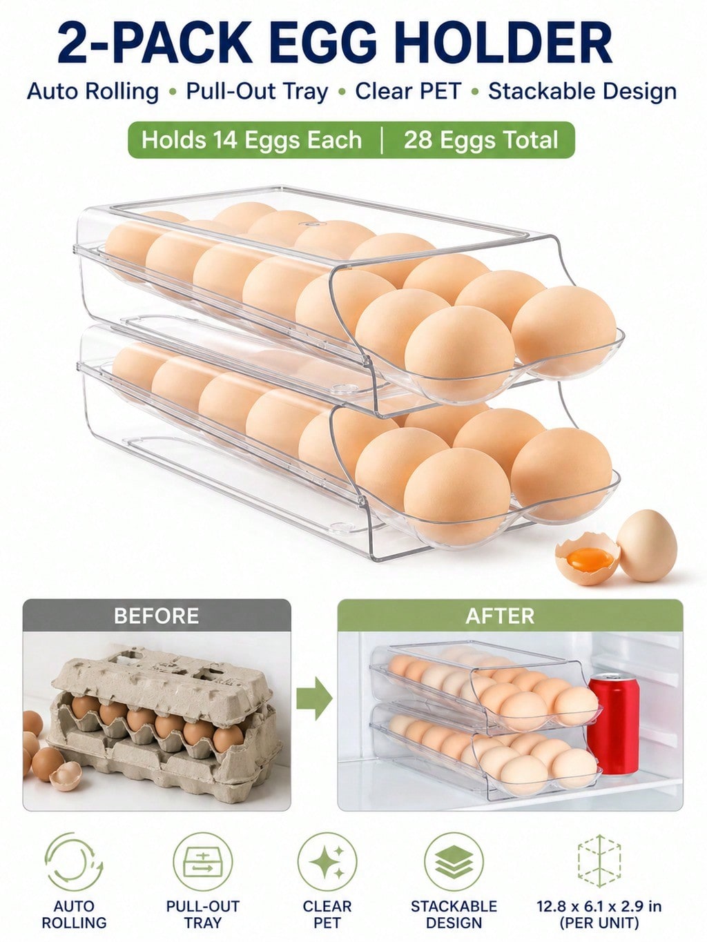 2-Pack Clear Automatic Rolling - Meal Prep Eggs 评论和价格