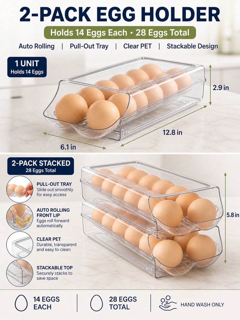 2-Pack Clear Automatic Rolling - Meal Prep Eggs 评论和价格