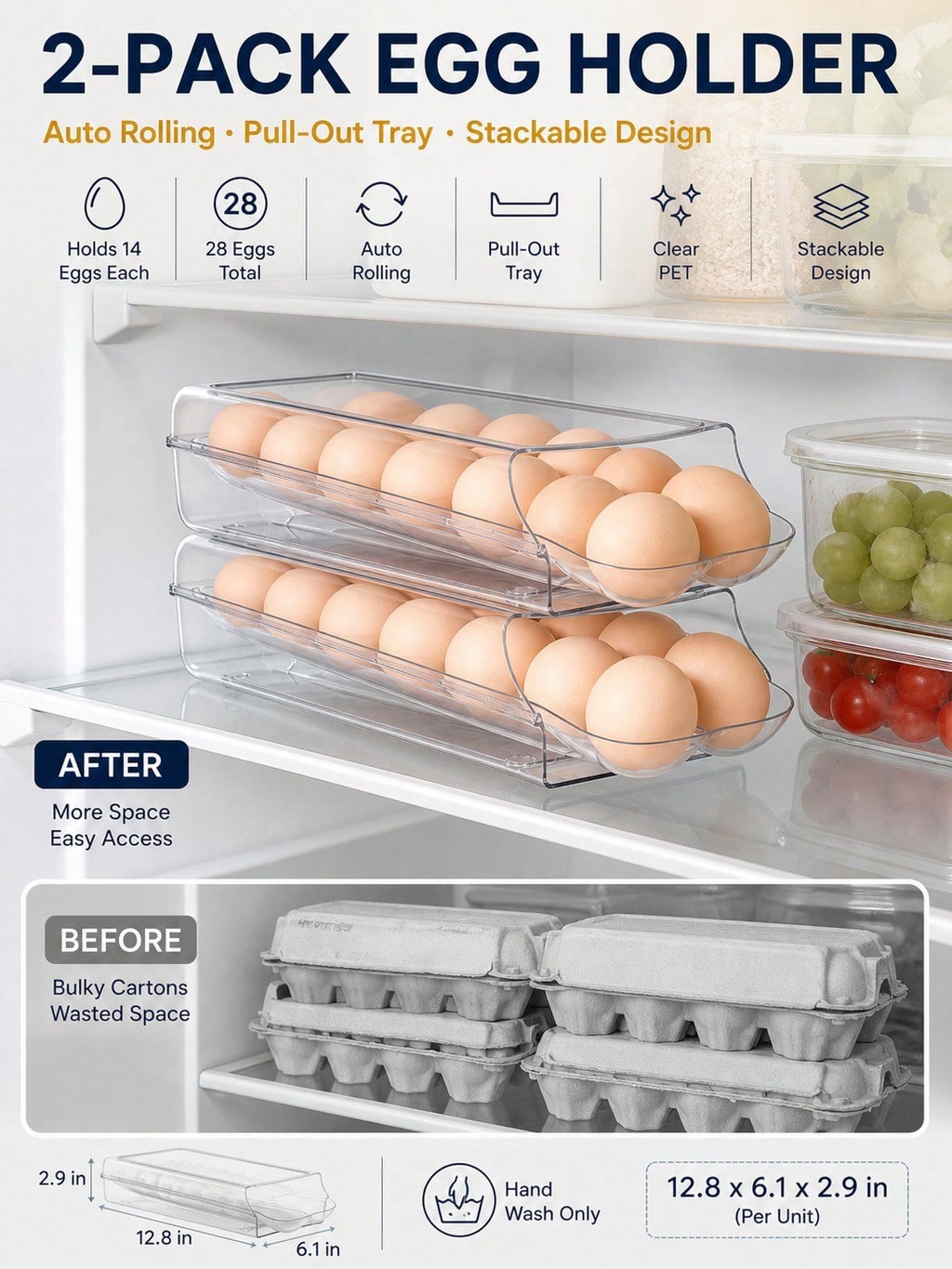 2-Pack Clear Automatic Rolling - Meal Prep Eggs 评论和价格