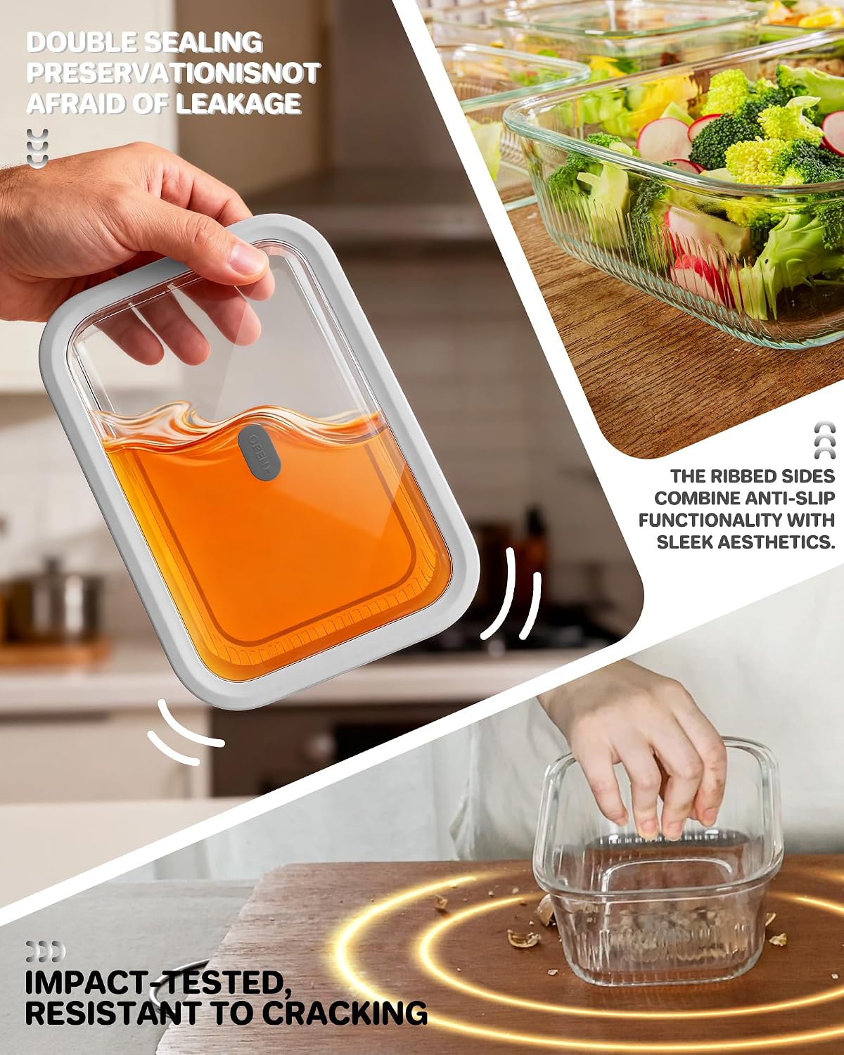 2 Pack Glass Food Storage Cont - Meal Prep Glass 评论和价格