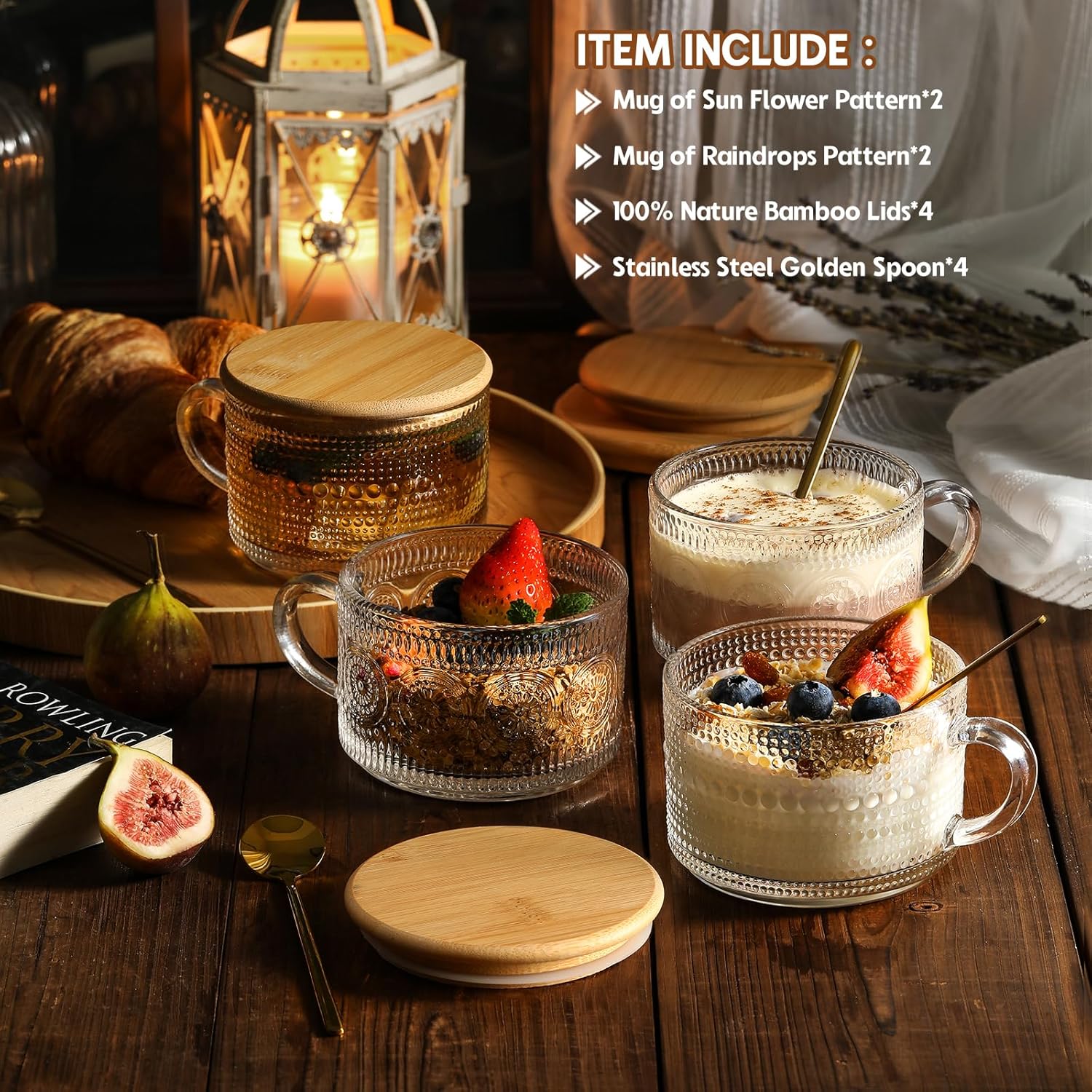 4-Piece Vintage Coffee Cup Gif - Overnight Oat Jar 评论和价格