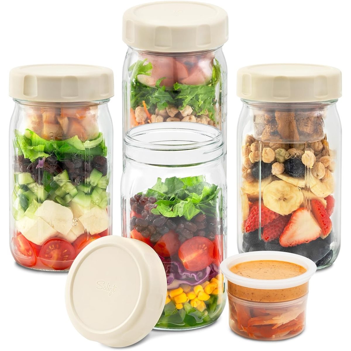 A67T NEW 4 Pack Glass Salad Ja - Meal Prep Glass 评论和价格