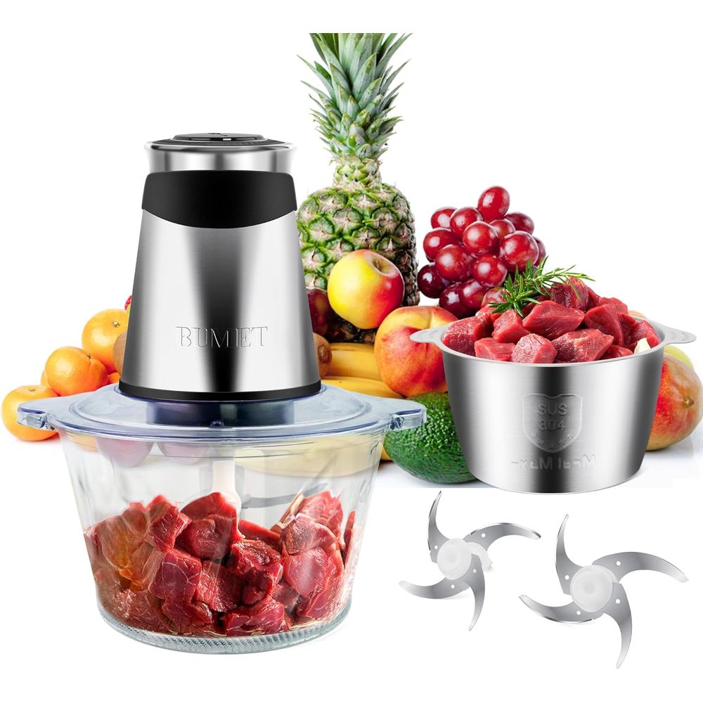 500W Meat Grinder 2x8-Cup Bowl - Veggie Chopper Cup 评论和价格
