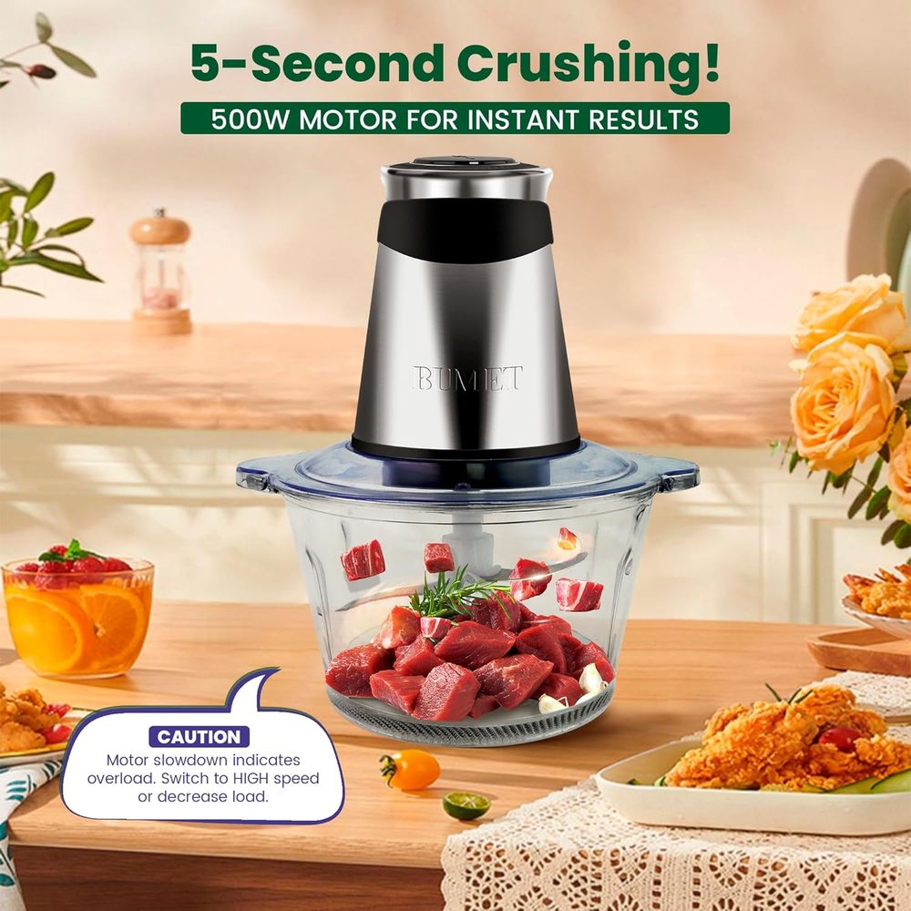 500W Meat Grinder 2x8-Cup Bowl - Veggie Chopper Cup 评论和价格