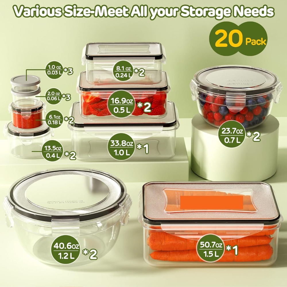 40-Piece Food Storage Containe - Meal Prep Ideas 评论和价格