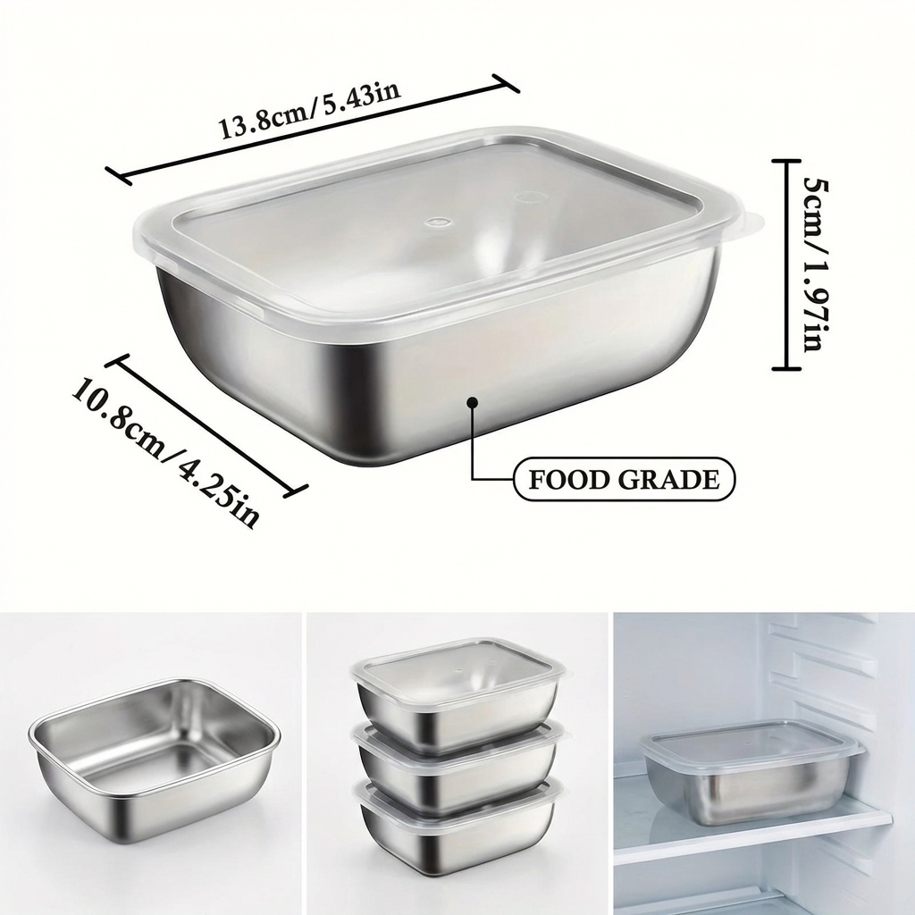 5PCS Stainless Steel Food Stor - Meal Prep Ideas 评论和价格
