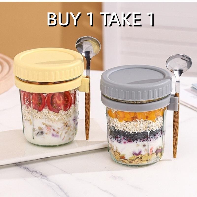 1/2PCS 350ml Reusable Glass Ov - Overnight Oat Jar 评论和价格
