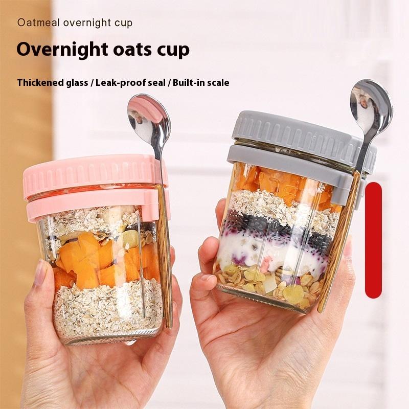 1/2PCS 350ml Reusable Glass Ov - Overnight Oat Jar 评论和价格