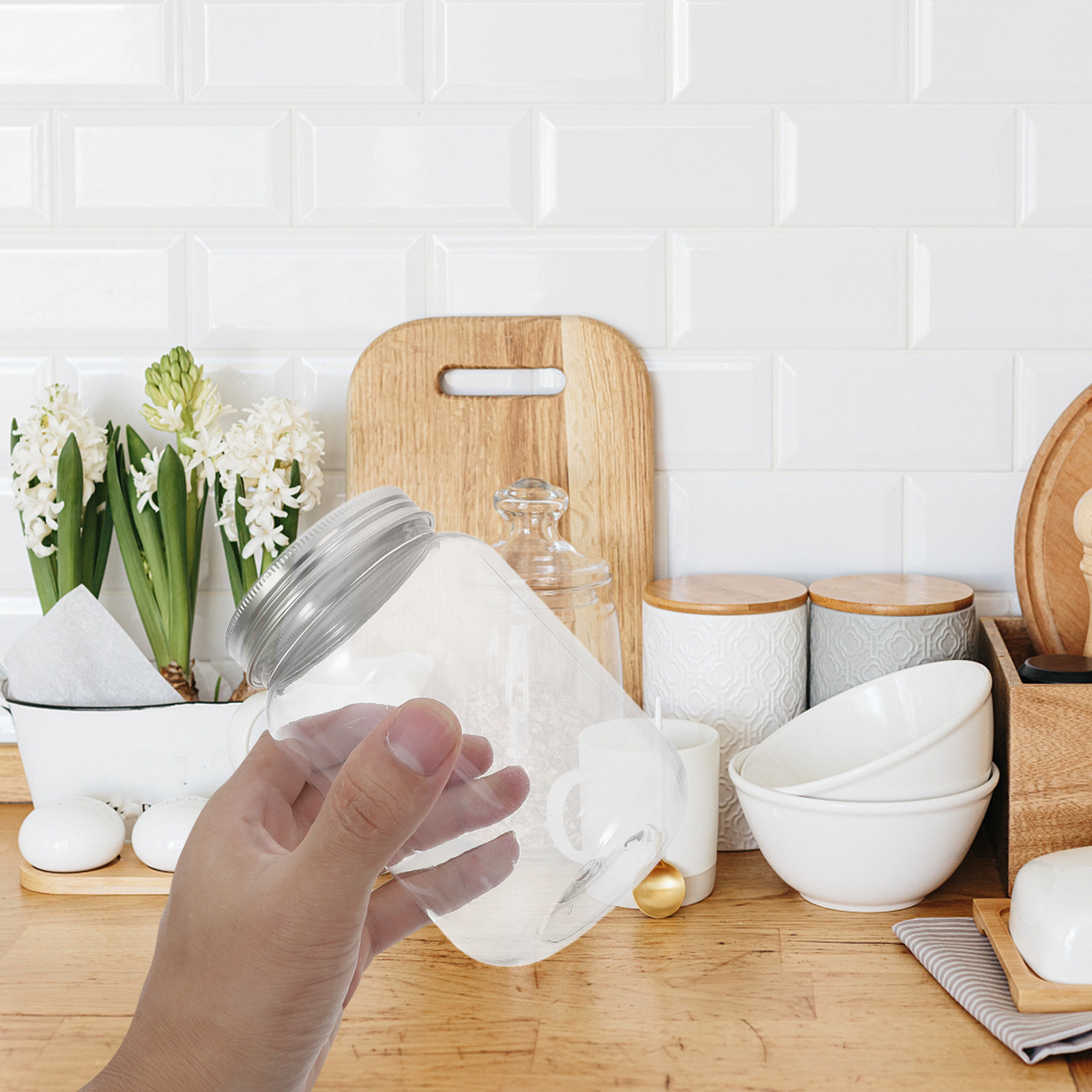 4Pcs Refillable Clear Plastic  - Overnight Oat Jar 评论和价格